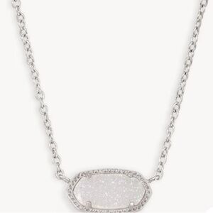 Kendra Scott Elisa Silver Pendant Necklace in Iridescent Drusy-NWT